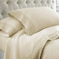thumbnail image 1 of Udine King Size Microfiber Sheet Set with Crochet Lace, Cream - 4 Piece, 1 of 1