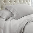 thumbnail image 1 of Udine Full Size Microfiber Sheet Set with Crochet Lace, Gray - 4 Piece, 1 of 1