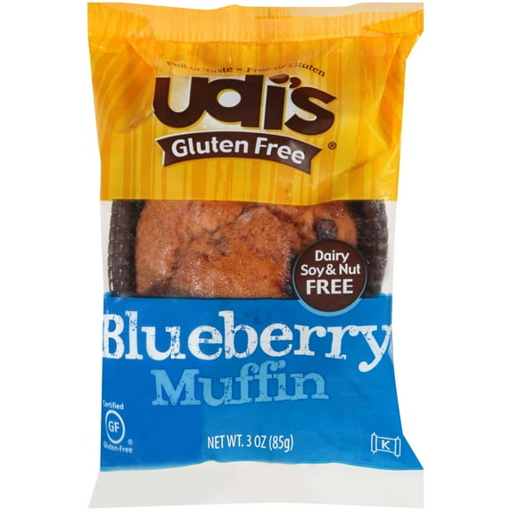Udis Pinnacle Foods Gluten Free Blueberry Muffin, 3 Ounce - 36 per case.