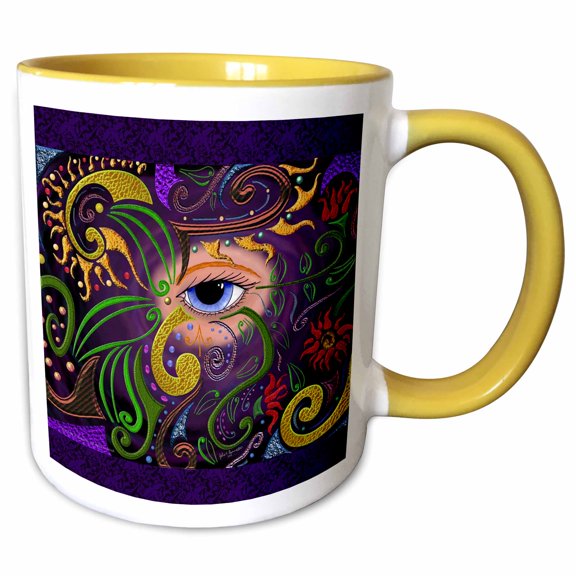 3drose, Udjat 12-4-11 Eye Eyeball Abstract Digital Art, 11oz Two-tone Yellow Mug