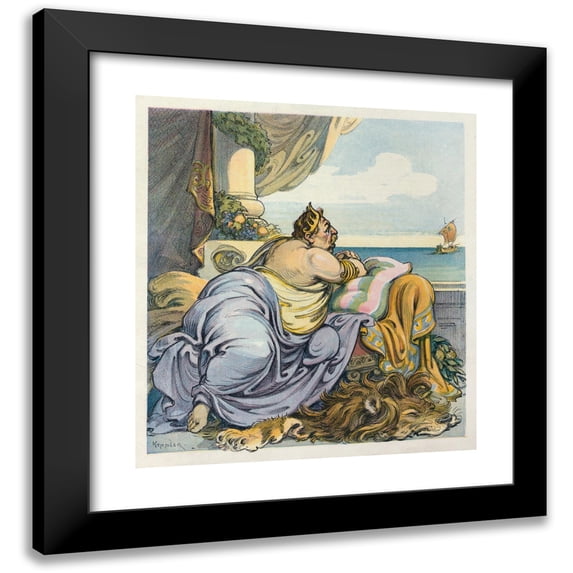 Udo Keppler 12x13 Black Modern Framed Museum Art Print Titled - Big Bill Dido and the Sailing of Aeneas (1909)