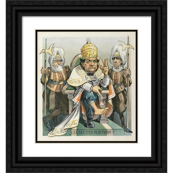 Udo Keppler 12x13 Black Ornate Wood Framed Double Matted Museum Art Print Titled: The Self-Made Pope (1902)