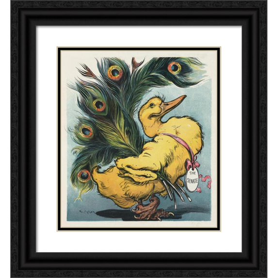 Udo Keppler 12x13 Black Ornate Wood Framed Double Matted Museum Art Print Titled: The Ugly Duckling (1906)