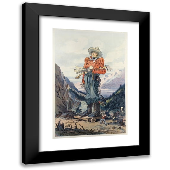 Udo Keppler 13x18 Black Modern Framed Museum Art Print Titled - The Dummy Homesteader; Or, the Winning of the West (1909)