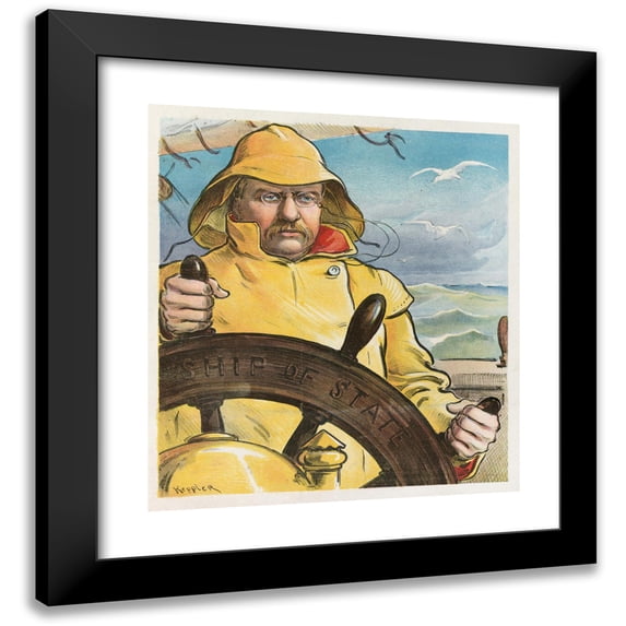 Udo Keppler 15x16 Black Modern Framed Museum Art Print Titled - 1902 Finds the Helm in Safe Hands (1902)