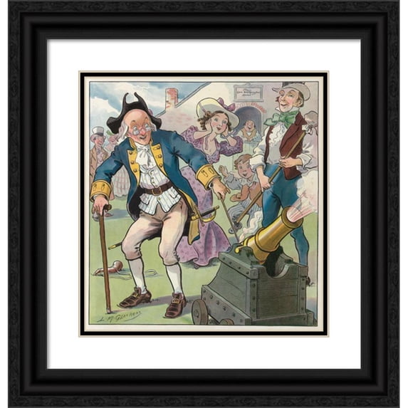 Udo Keppler 15x16 Black Ornate Wood Framed Double Matted Museum Art Print Titled - A Good Beginning (1899)