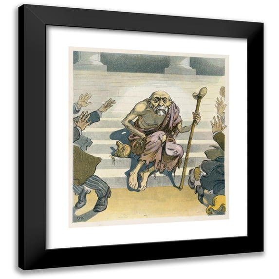Udo Keppler 15x17 Black Modern Framed Museum Art Print Titled - Unclean! Unclean! (1907)