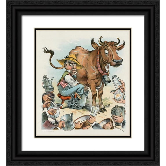 Udo Keppler 15x17 Black Ornate Wood Framed Double Matted Museum Art Print Titled - Money Talks (1906)