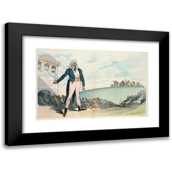 Udo Keppler 18x13 Black Modern Framed Museum Art Print Titled - Let the Foreigner Rage! (1901)