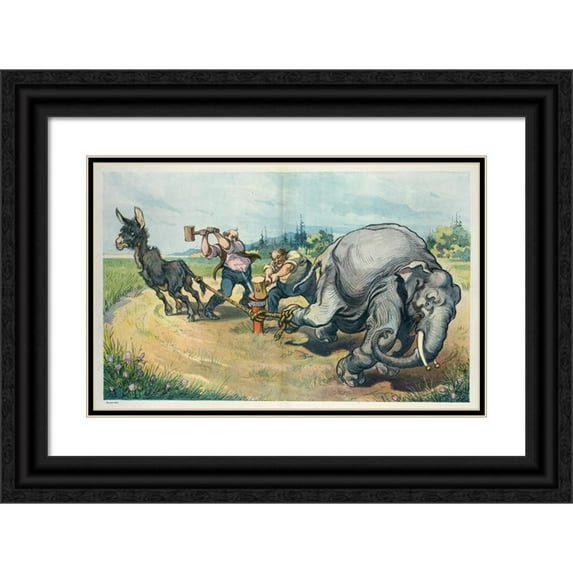 Udo Keppler 18x13 Black Ornate Wood Framed Double Matted Museum Art Print Titled - The New South - the Triumph of Free Labor (1895)