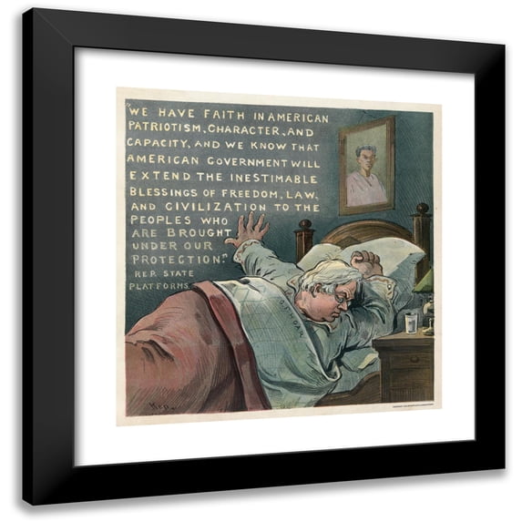 Udo Keppler 20x21 Black Modern Framed Museum Art Print Titled - Horrible Nightmare of a Worthy Old Gentleman (1900)