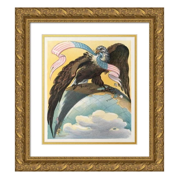 Udo Keppler 20x22 Gold Ornate Framed and Double Matted Museum Art Print Titled - His 128th Birthday (1904)