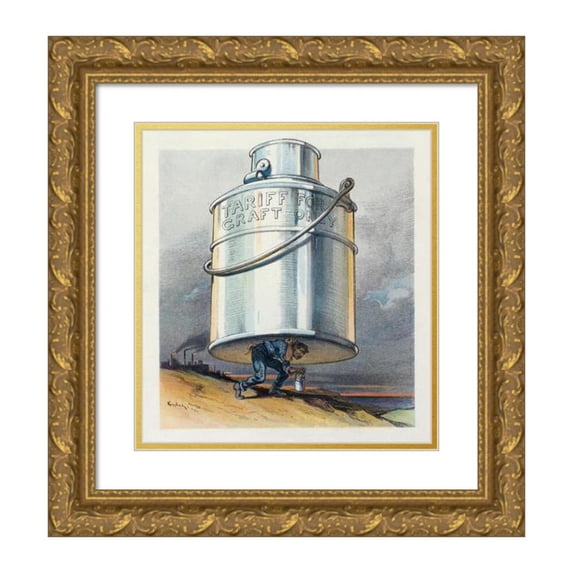 Udo Keppler 20x22 Gold Ornate Framed and Double Matted Museum Art Print Titled - The Fullest Dinner Pail (1908)