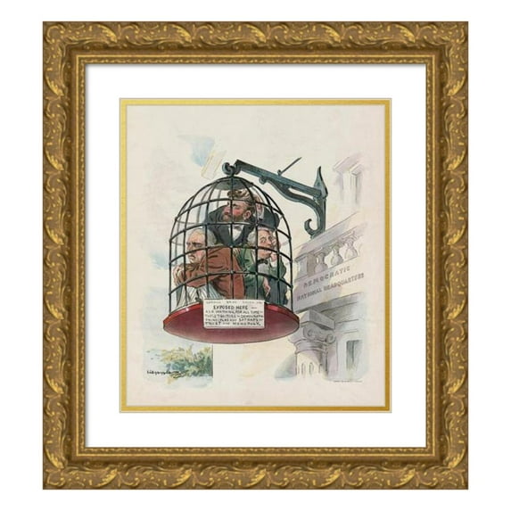 Udo Keppler 20x22 Gold Ornate Framed and Double Matted Museum Art Print Titled - Where They Belong! (1894)