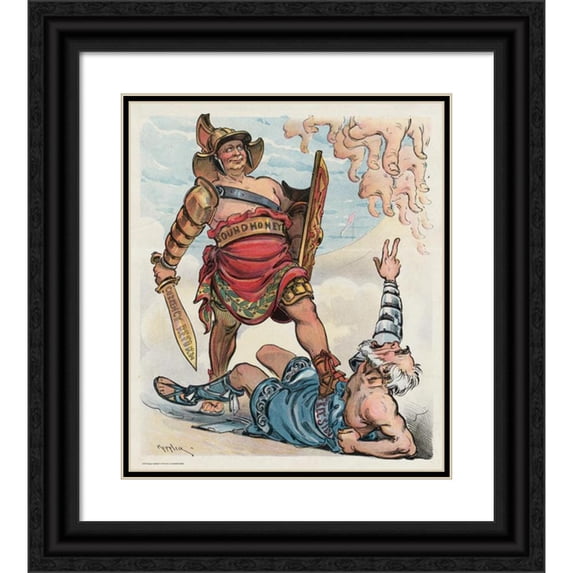 Udo Keppler 20x23 Black Ornate Framed Double Matted Museum Art Print Titled: A Hint to the Fifty-Sixth Congress (1898)
