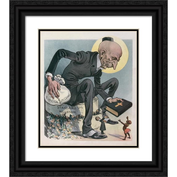 Udo Keppler 20x23 Black Ornate Framed Double Matted Museum Art Print Titled: The Gospel According to ‘St. John’ (1905)