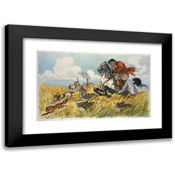 Udo Keppler 24x16 Black Modern Framed Museum Art Print Titled - The Master of the Hounds (1909)
