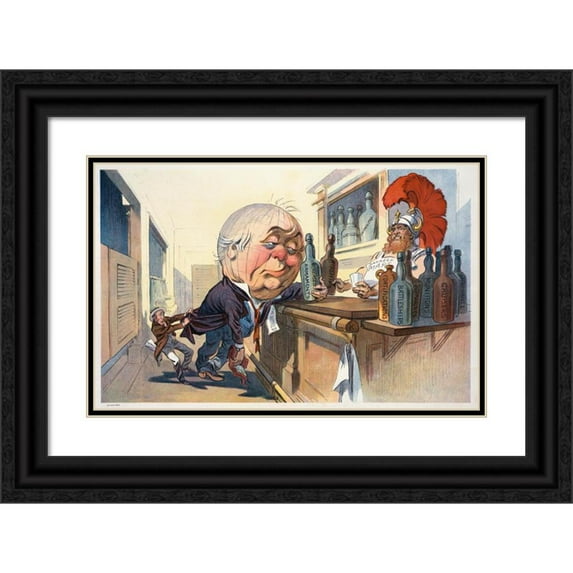 Udo Keppler 24x17 Black Ornate Framed Double Matted Museum Art Print Titled: Father, Dear Father, Come Home with Me Now! (1913)