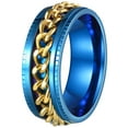 thumbnail image 1 of Udolfly Mens Fidget Rings Anxiety Rings for Men Womens Chain Spinner Rings for Adults Titanium Steel Ring Blue Gold Size 9, 1 of 7