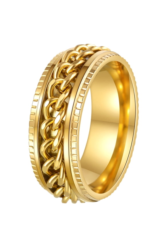 Mens Fidget Rings Anxiety Rings for Men Womens Chain Spinner Rings for Adults Titanium Steel Ring Gold Gold Size 9