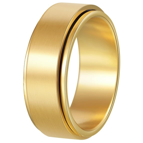 Udolfly Mens Fidget Rings Anxiety Rings for Men Womens Chain Spinner Rings for Adults Titanium Steel Ring Solid Gold Size 13