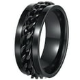 thumbnail image 1 of Udolfly Mens Fidget Rings Anxiety Spinner Rings for Men Classic Chain Rings for Women Adults Titanium Steel Ring Black Black Size 6, 1 of 7