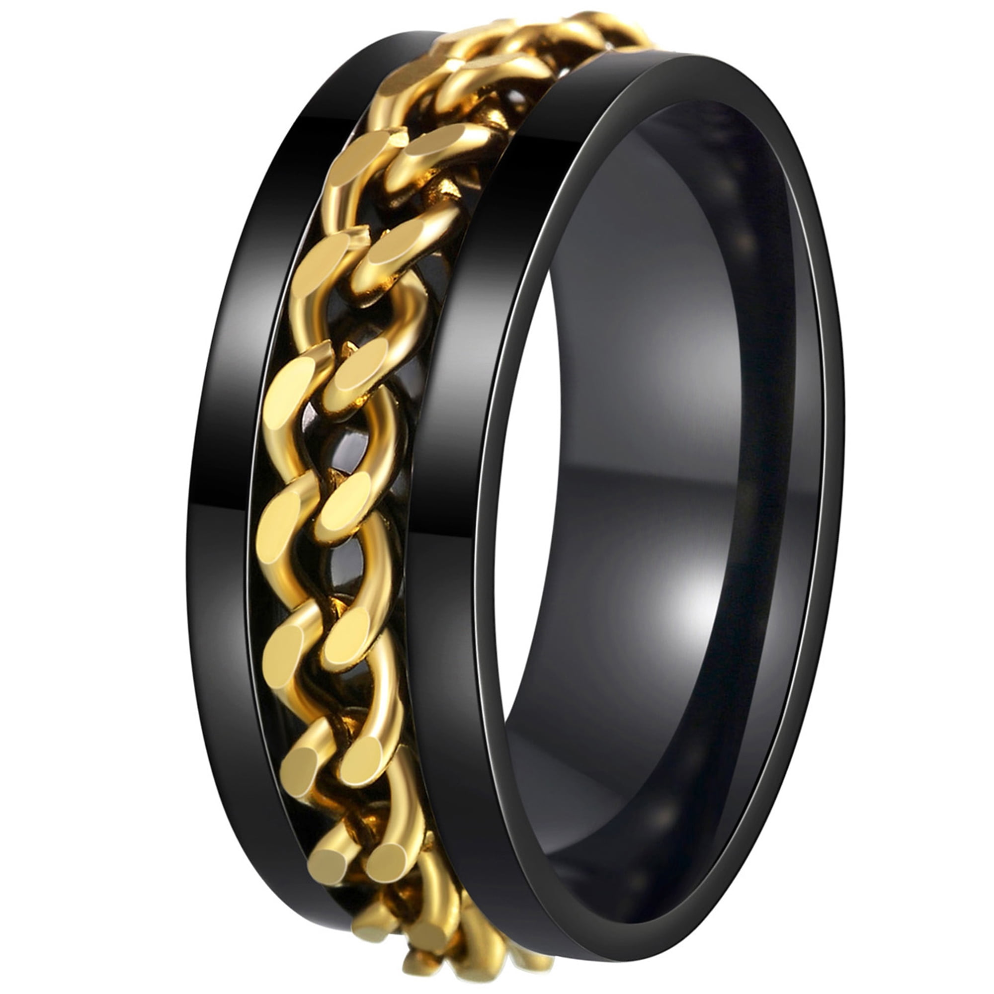 Udolfly Mens Fidget Rings Anxiety Spinner Rings for Men Classic Chain ...