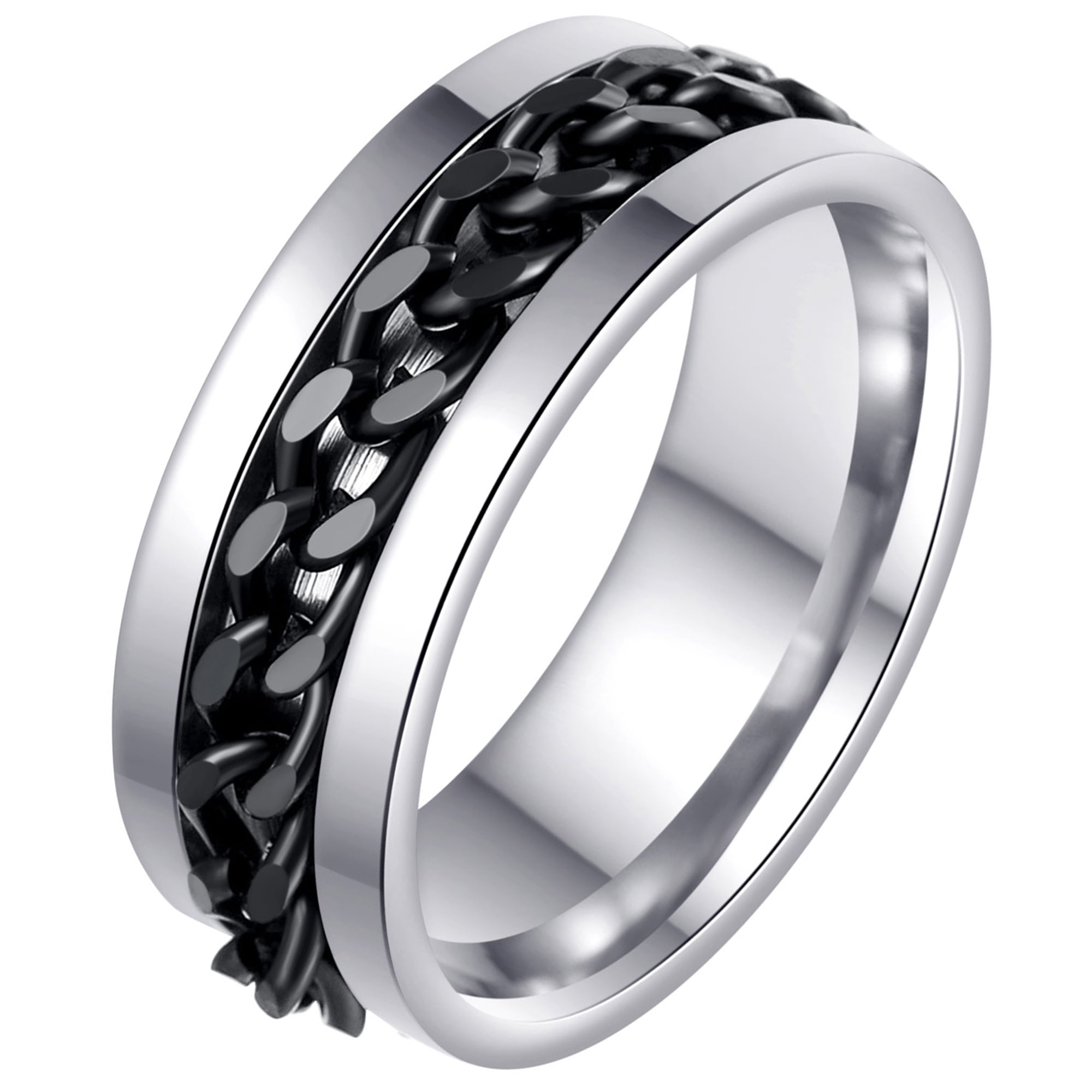 Udolfly Mens Fidget Rings Anxiety Spinner Rings for Men Classic Chain ...