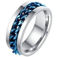 thumbnail image 1 of Udolfly Mens Fidget Rings Anxiety Spinner Rings for Men Classic Chain Rings for Women Adults Titanium Steel Ring Blue Size 11, 1 of 7