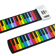 Udreamer 49 Key Digital Piano Keyboard , Roll Up Portable Electric Foldable Piano with Number Notes, Rainbow