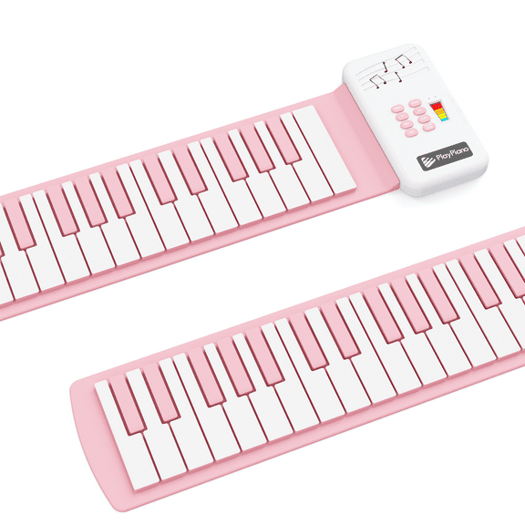 Udreamer 49 Key Digital Piano Keyboard , Roll Up Portable Keyboard Piano Electric Foldable Piano-Pink