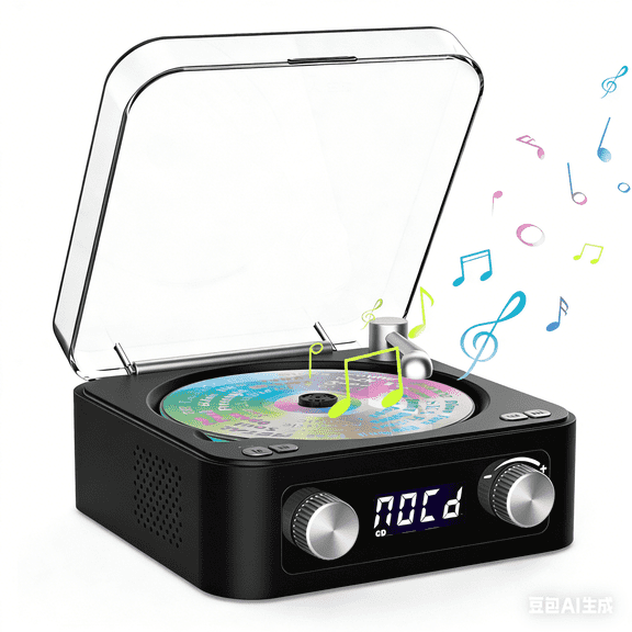 Udreamer Portable CD Players for Home Stereos, Home CD player Portable,CD player with Bluetooth,FM,Stereo Speakers | Black