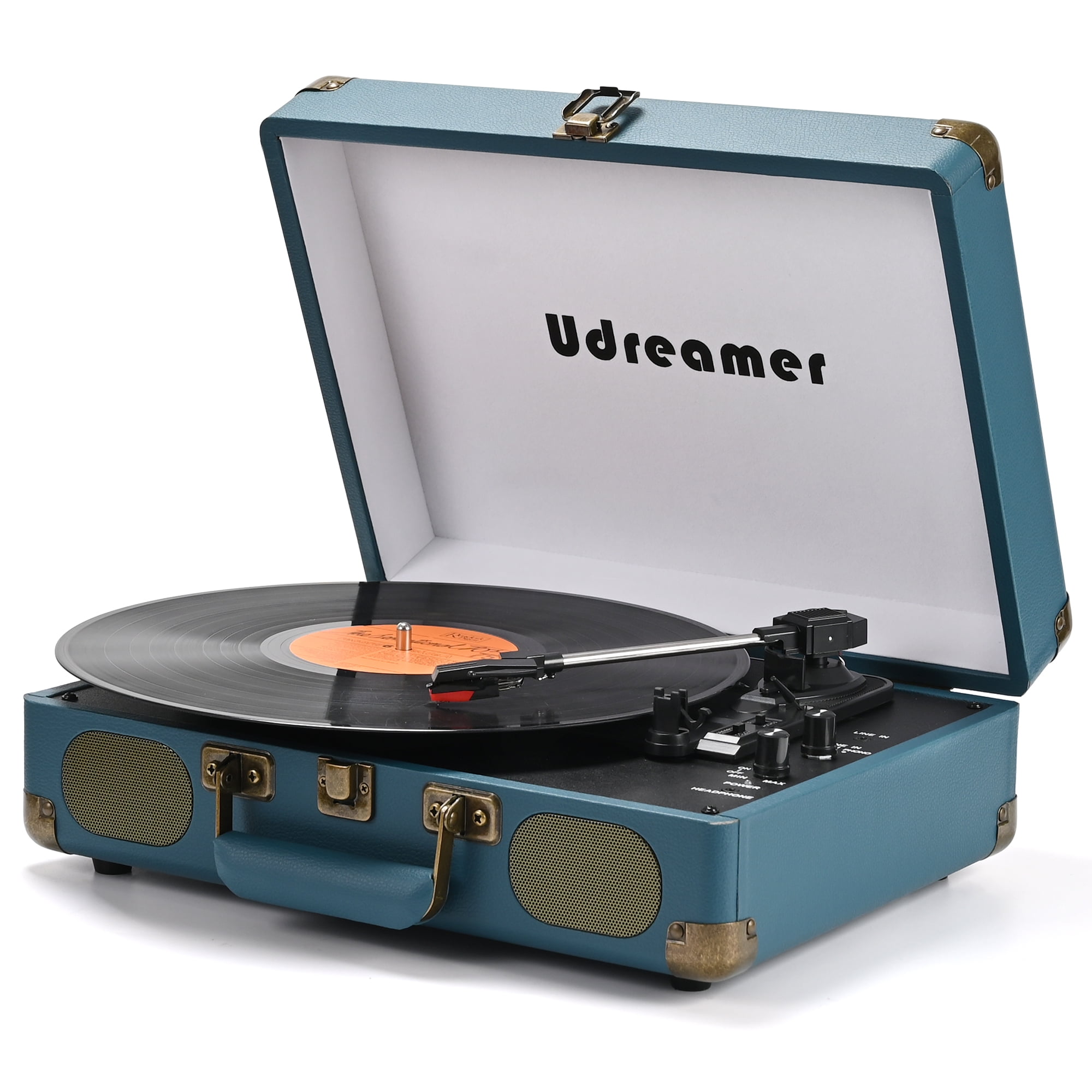 Udreamer Vinyl Record Player With Bluetooth,All In One 3-Speed Vintage  Audio Turntables,yellow