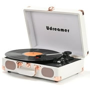 Udreamer Bluetooth Portable Suitcase Record Player with 3-speed Turntable & Built-in Speakers | Black