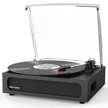 Udreamer Vinyl Record Player With Bluetooth,All In One 3-Speed Vintage Audio Turntables,Black