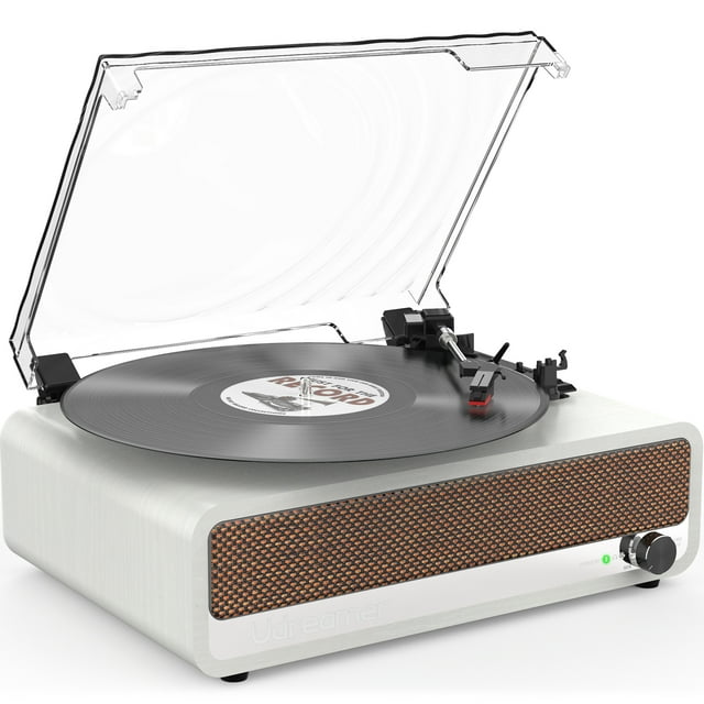 Udreamer Vinyl Record Player With Bluetooth,All In One 3Speed Vintage