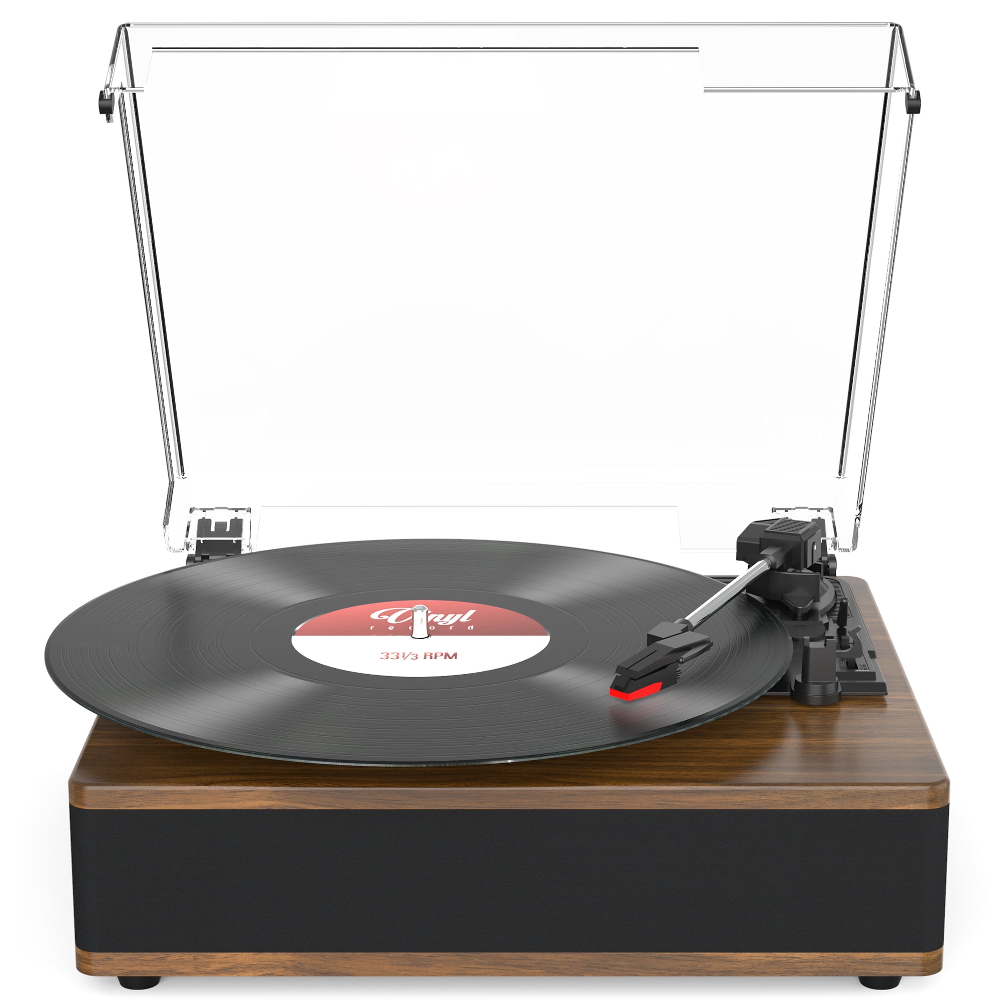 Udreamer Vinyl Record Player with Speakers & 3-Speed and Wireless Bluetooth,Vintage Audio Turntables | Brown