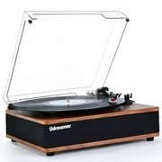 Udreamer Vinyl Record Player with Speakers & 3-Speed and Wireless Bluetooth,Vintage Audio Turntables | Brown