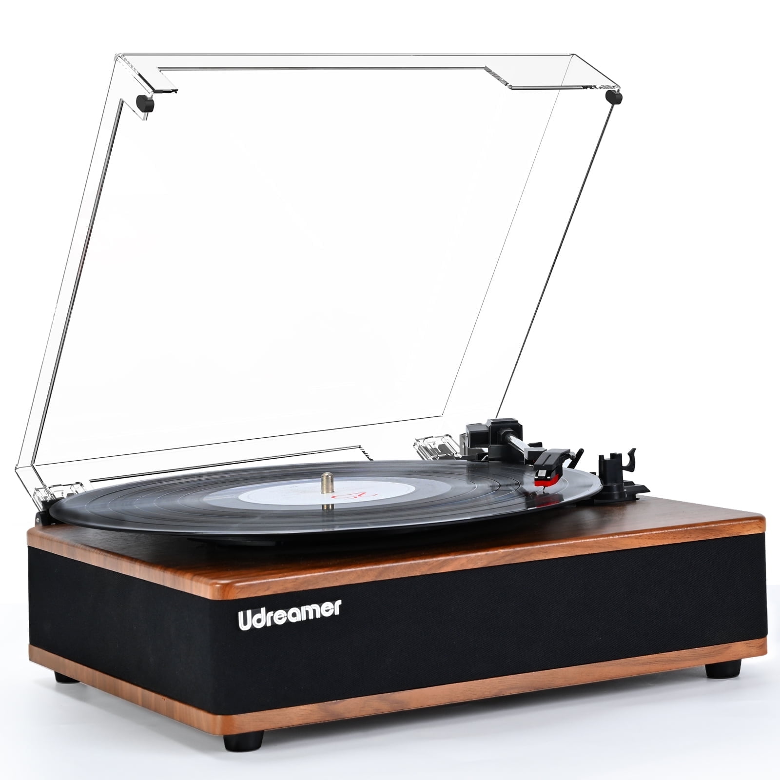 Udreamer Vinyl Record Player with Speakers & 3-Speed and Wireless Bluetooth,Vintage Audio Turntables | Brown