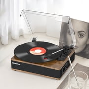 Udreamer Vinyl Record Player with Speakers,Vinyl Player Turntables for Vinyl Records,Vintage Bluetooth Turntable | Brown