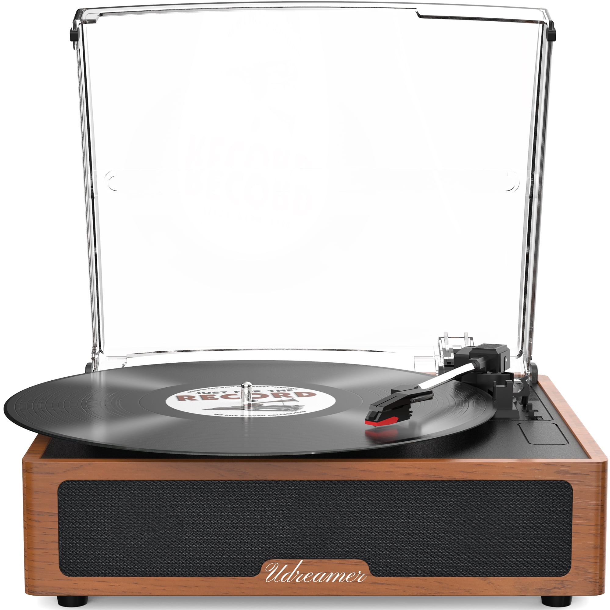 Walmart Deals of Udreamer Vinyl Record Player, Stereo Speakers Turntables, Vinyl Player with Bluetooth, All In One Vintage Audio Turntable | Brown