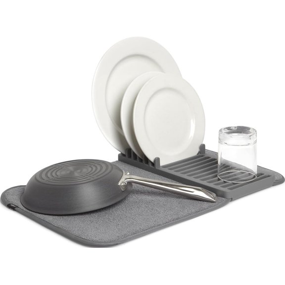 Udry Dish Drying Rack, Folding Dish Drainer Mat, Mini, Dark Grey