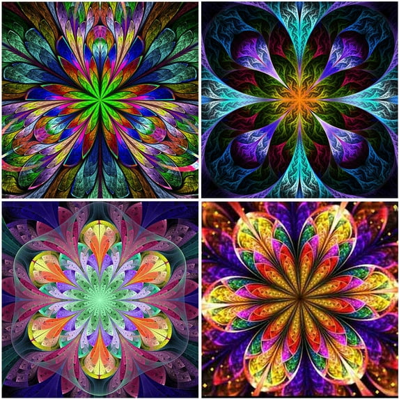 Ueasy 4 Pack Colorful Flower 5D Special Shaped Diamond Painting Embroidery Rhinestone Crystal Cross Crafts Stitch Kit DIY