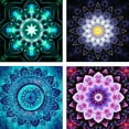 thumbnail image 1 of Ueasy 5D DIY Diamond Painting Set Decorating Cabinet Table Stickers Crystal Rhinestone Diamond Embroidery Paintings Pictures For Study Room, Flower Painting. (25X25CM/9.8X9.8inch) 4 Pack, 1 of 7