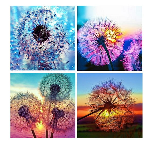Ueasy 5D Diamond Painting Kit Flowers Diamond Painting Dandelion Diamond Art Kit for Adults Paint by Number Kit Home Decor Craft Kit