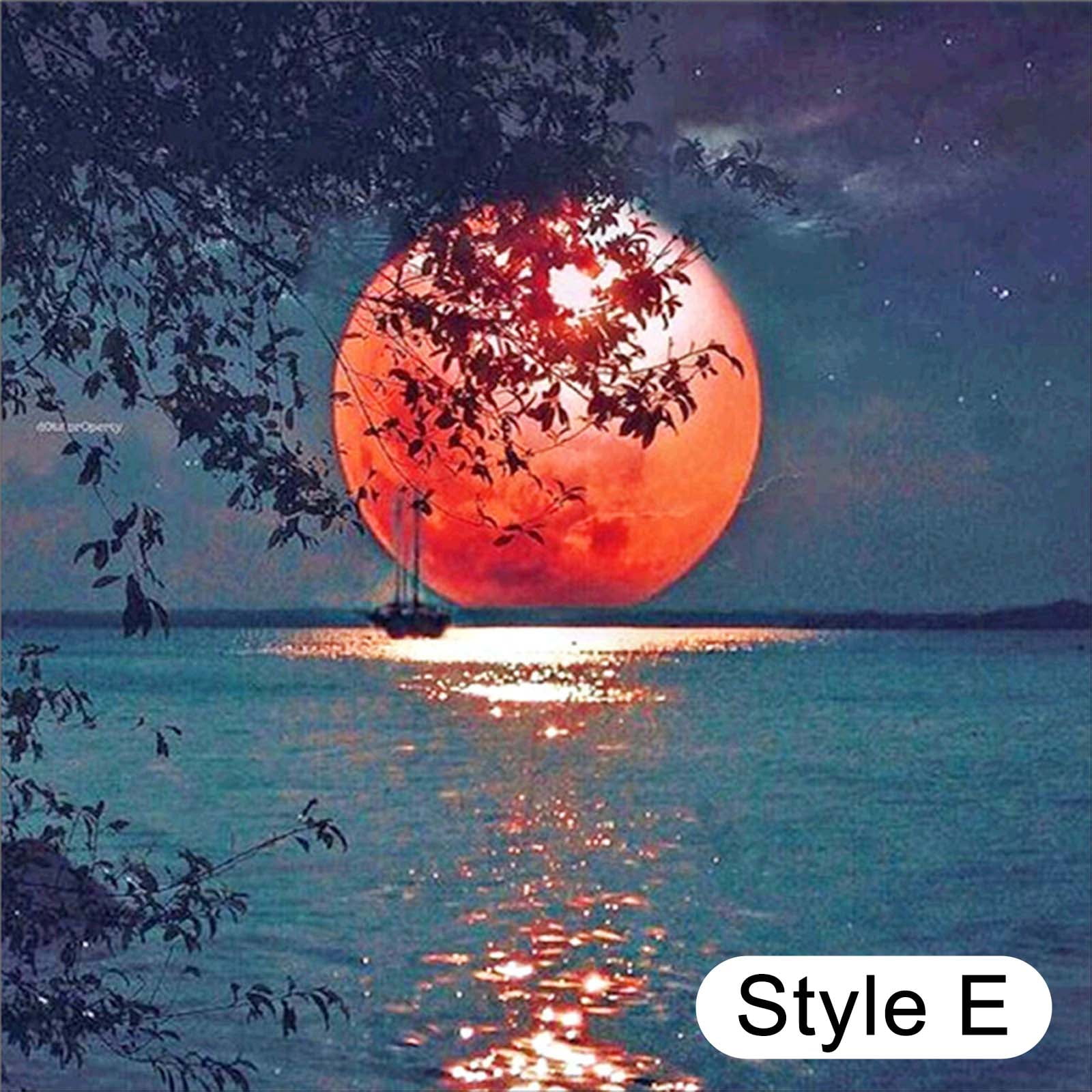 Croshom Phoenix Diamond Painting Kit For Adults - 5D Full Round Drill, 14x14 Inch, Moon Design, DIY Wall Art For Beginners