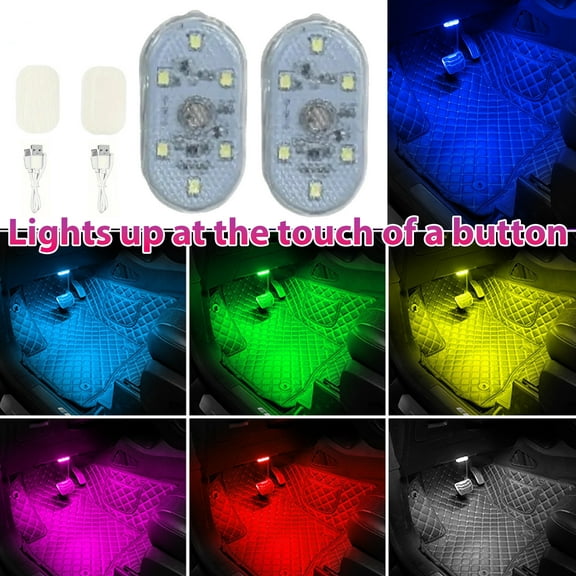 【Ueasy】7-Color Changing Wireless Car Ambient Light - Universal Fit, Touch-Sensor Activation, Compact & Damage-Free Install​