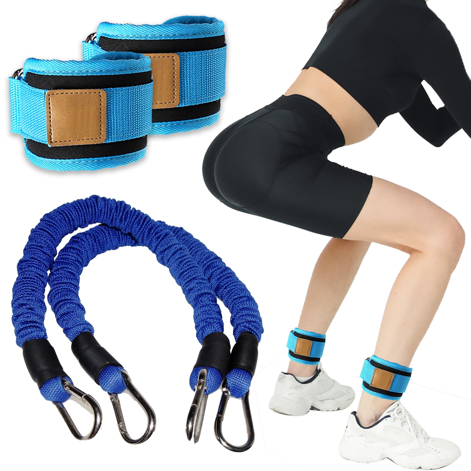 Ueasy Ankle Resistance Bands with Cuffs Leg Strength Bands for Working Out Glutes Hip Building Bounce Trainer for Fitness Yoga Martial Arts Ankle