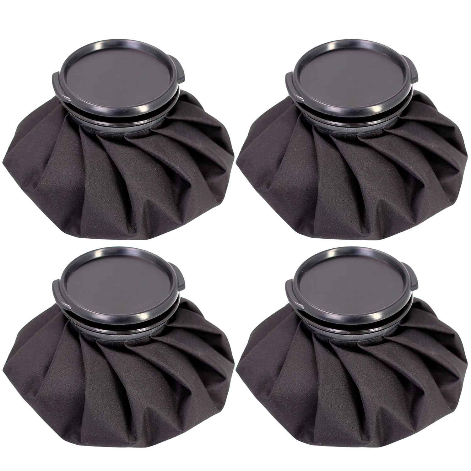 Ueasy Black Ice Bag 4 Packs Reusable Ice Packs for Injuries Hot Water Bags Cold Packs for Headache Shoulder Wrist Knee Menstruation Pain Relie