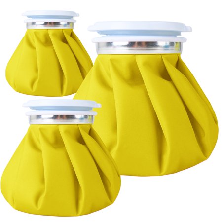 Ueasy Face Elbow Knee Ice Pack for Injuries, Refillable Ice Bag for Pain Relief Cold Compress Therapy for Swelling Bruises Surgery Wisdom Teeth Breastfeeding Headaches 3-Pack 6" 9" 11" - Yellow